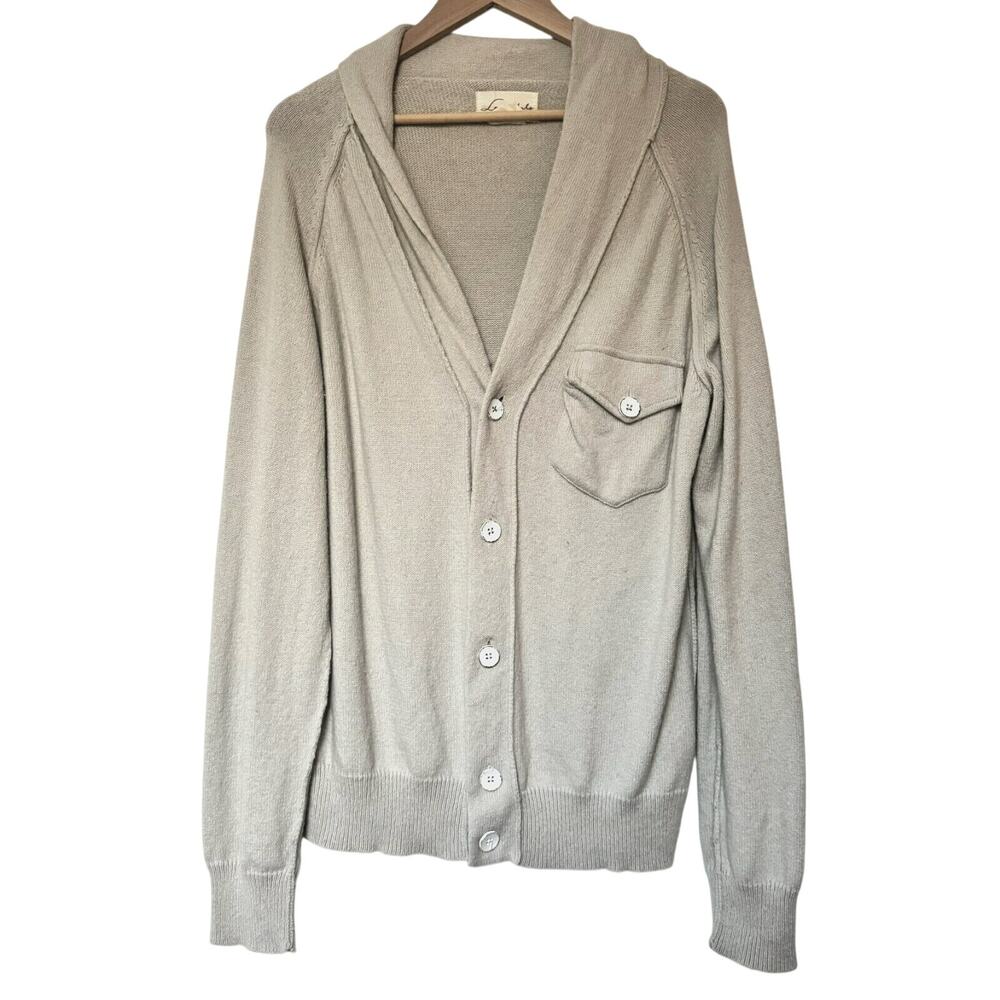 LOOMSTATE Large Organic Cotton Lambswool‎ Cardigan Sweater Metal Buttons Pocket